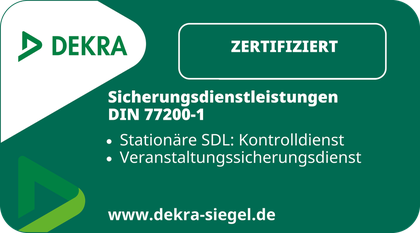 DEKRA zertifiziert: Sicherungsdienstleistungen DIN 77200-1